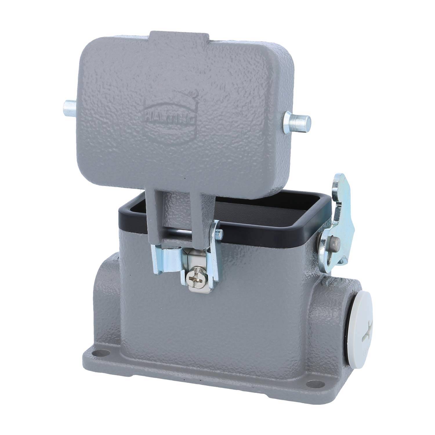 04300062261 HARTING Han 6B Sockelgehäuse niedrig, 1xM20 seitlicher Kabelabgang, mit 1 Längsbügel mit Schutzkappe Metall