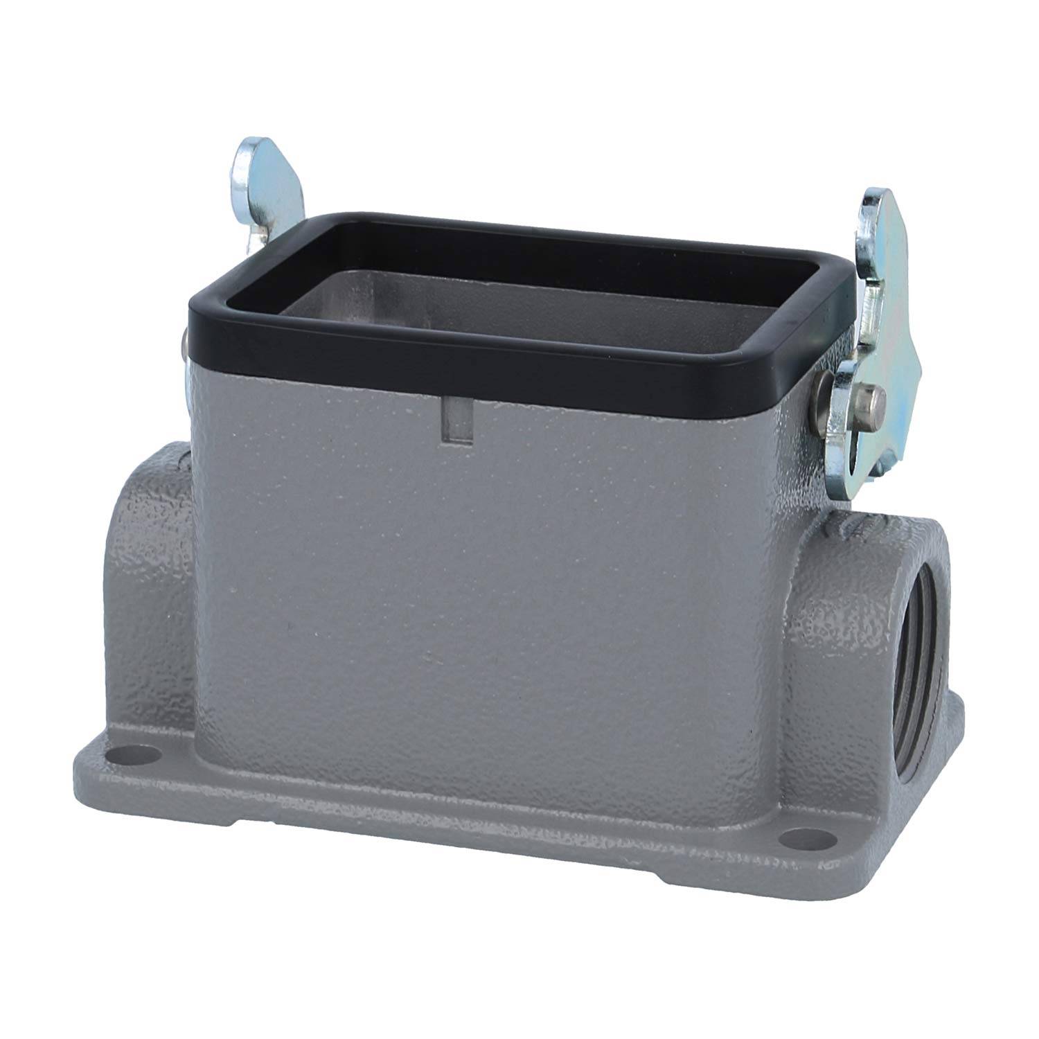 04300061291 HARTING Han 6B Sockelgehäuse niedrig, 2xPG16 seitlicher Kabelabgang, mit 1 Längsbügel Verschraubung PG16