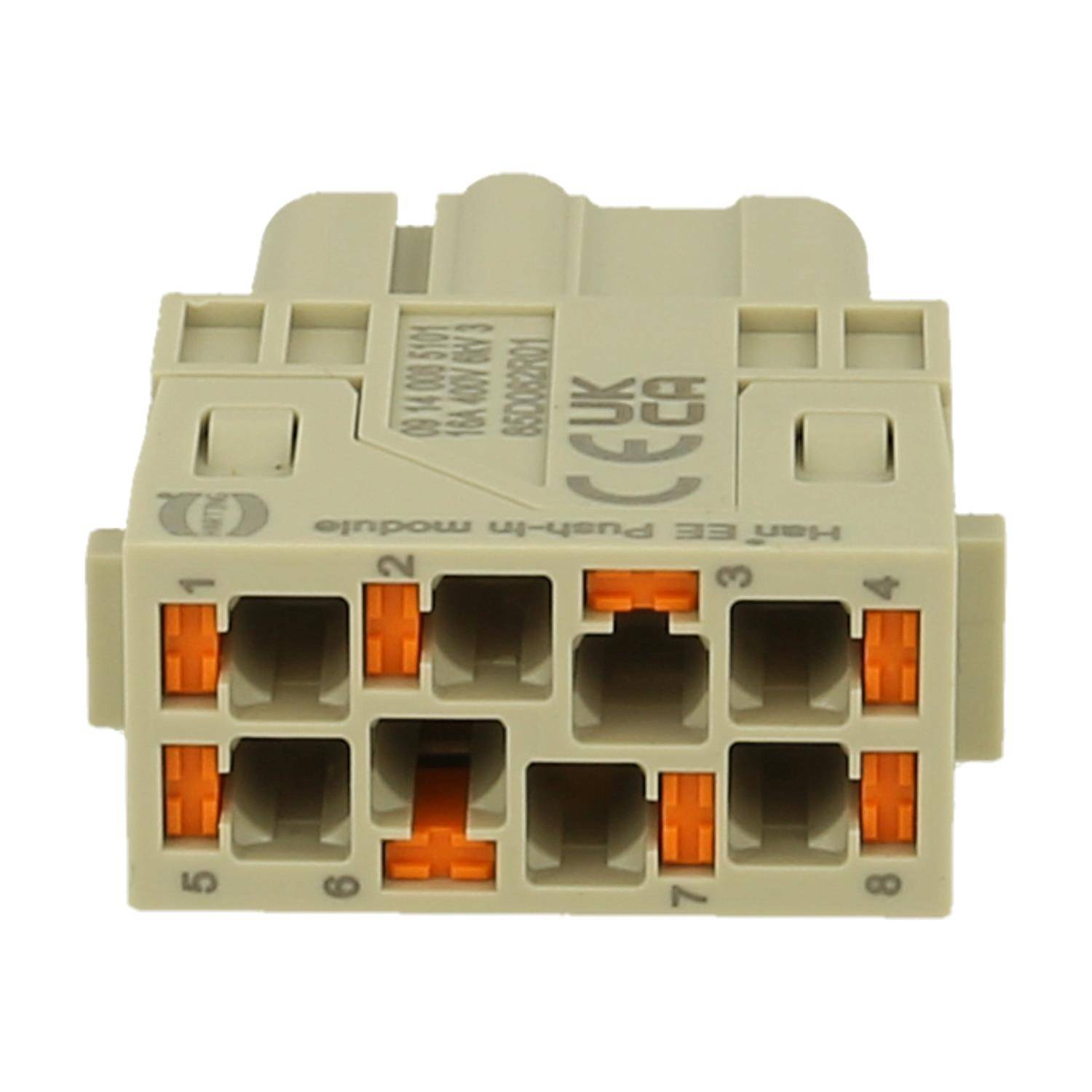 Han EE Modul Buchseneinsatz (F) Push-In-Anschluss, 8-polig 400V, 16A - 1Stück