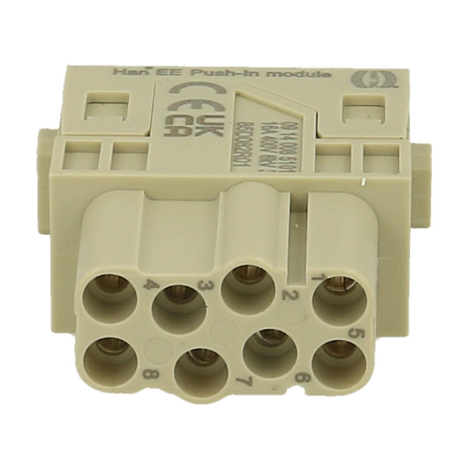Han EE Modul Buchseneinsatz (F) Push-In-Anschluss, 8-polig 400V, 16A - 1Stück