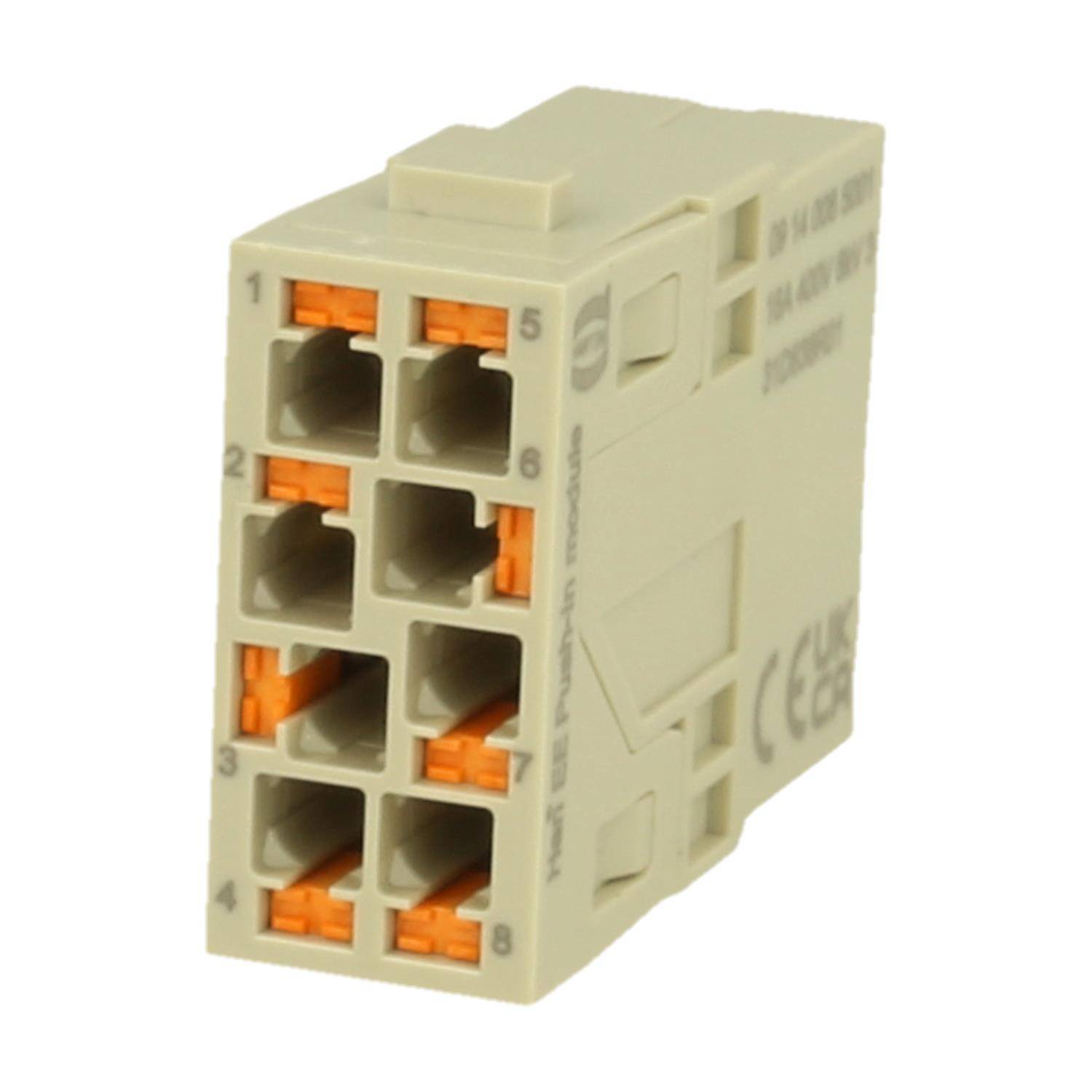 Han EE Modul Stifteinsatz (M) Push-In-Anschluss, 8-polig 400V, 16A - 1Stück