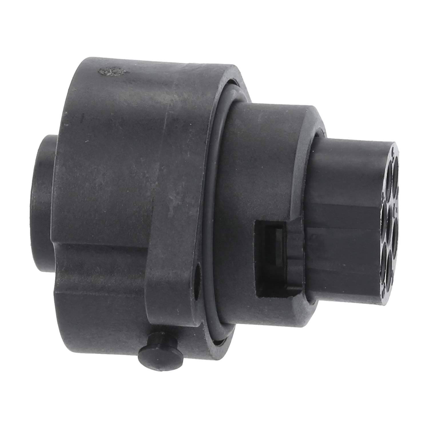 Eine schwarze, zahnradförmige Sensorkomponente mit einem zylindrischen Anschluss, die in Fahrzeugsystemen zur Messung der Rotationsgeschwindigkeit verwendet wird.