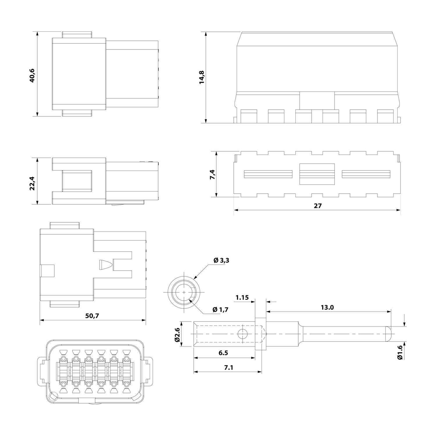 AT04-12PA-KIT01 Amphenol AS-12SM 102 SET-Kabelstecker AT-Serie Stift, Kodierung A, 12-polig, Crimpanschluss