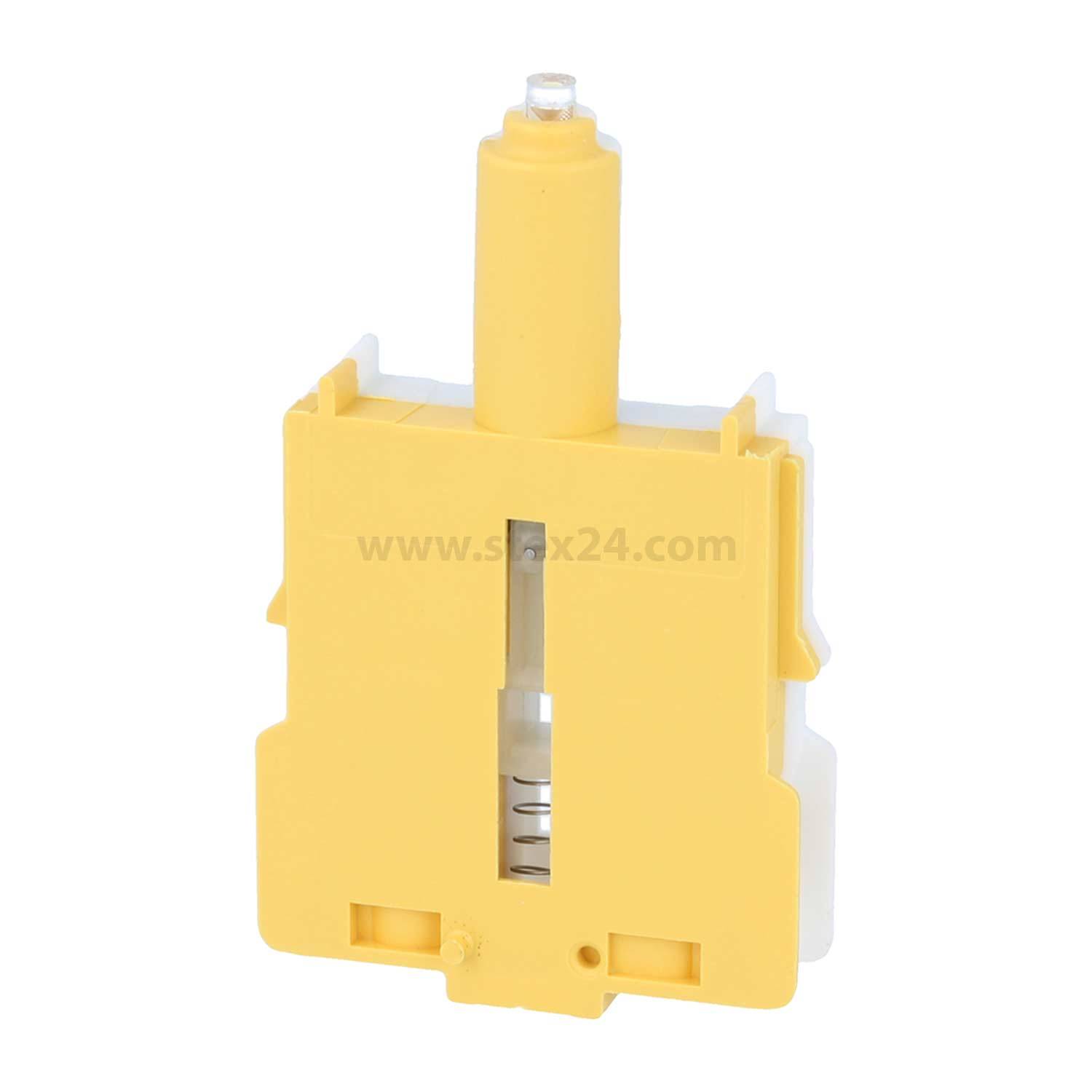 Ein gelbes Einweg-Lanzettgerät mit einem schmalen Kunststoffgehäuse, das zum Stechen der Haut zur Entnahme einer kleinen Blutprobe entwickelt wurde.