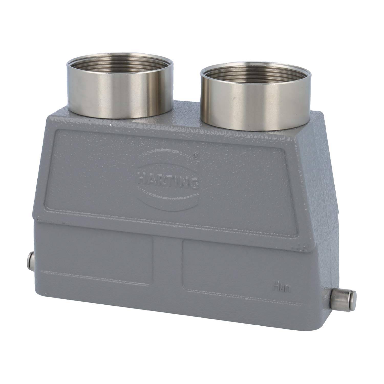 05300240499 HARTING Han 24B Tüllengehäuse hoch, 2xM40 gerader Kabelabgang, für 1 Bügel (am Unterteil) Verschraubung M40