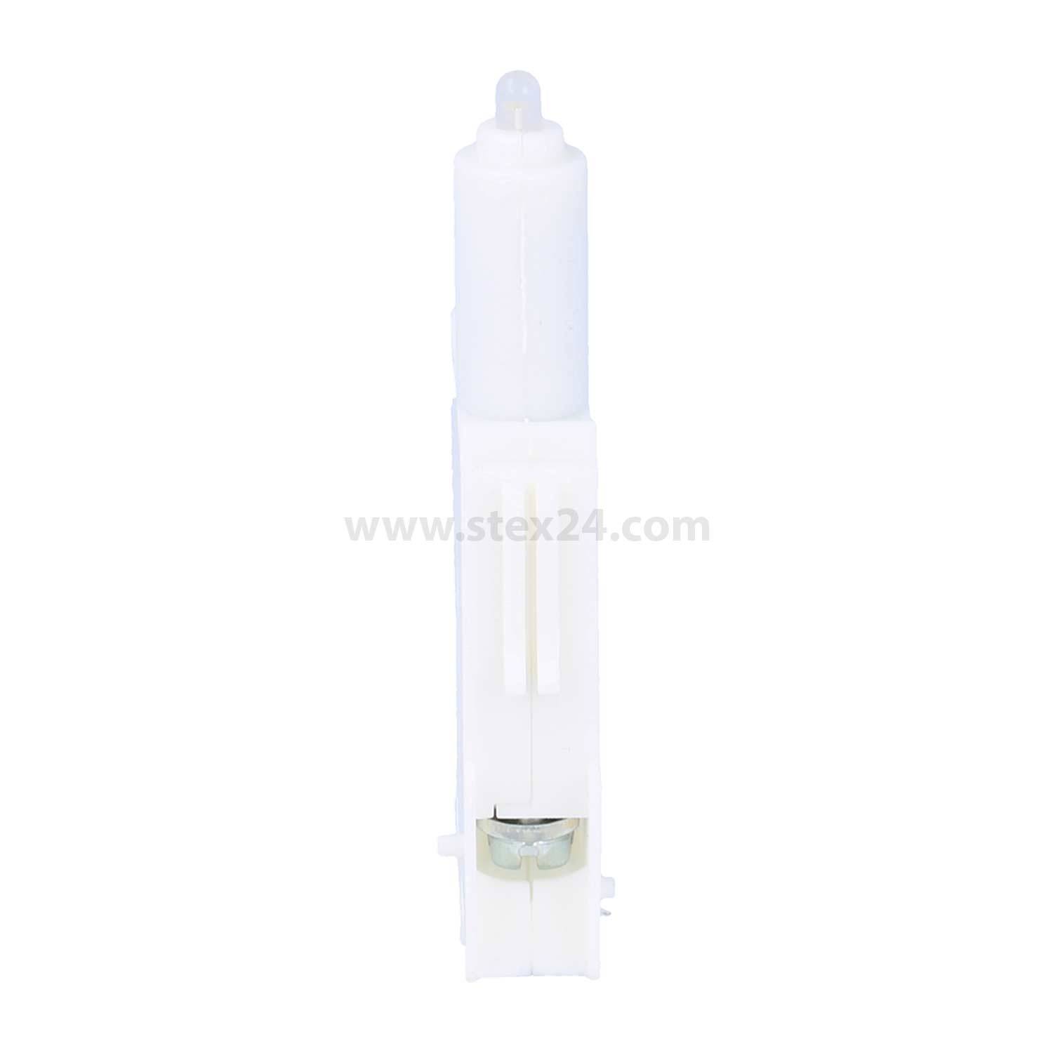 Weiße Plastik-Ausgussspitze mit zylindrischer Spitze, verwendet zum Auftragen von Flüssigkeiten. Einfarbiger Hintergrund.