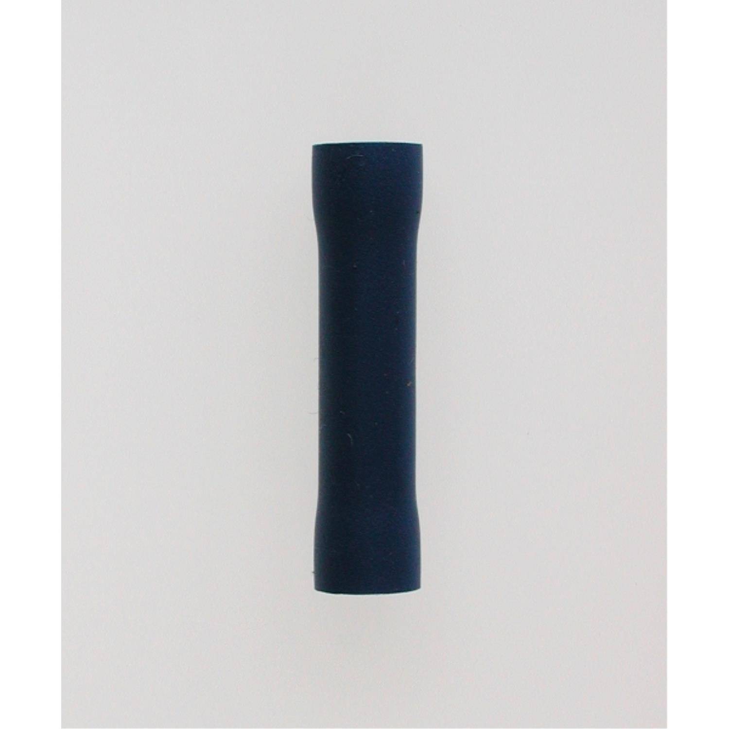 Eine dunkelblaue zylindrische Röhre mit leicht zulaufenden Enden vor einem einfarbigen Hintergrund.