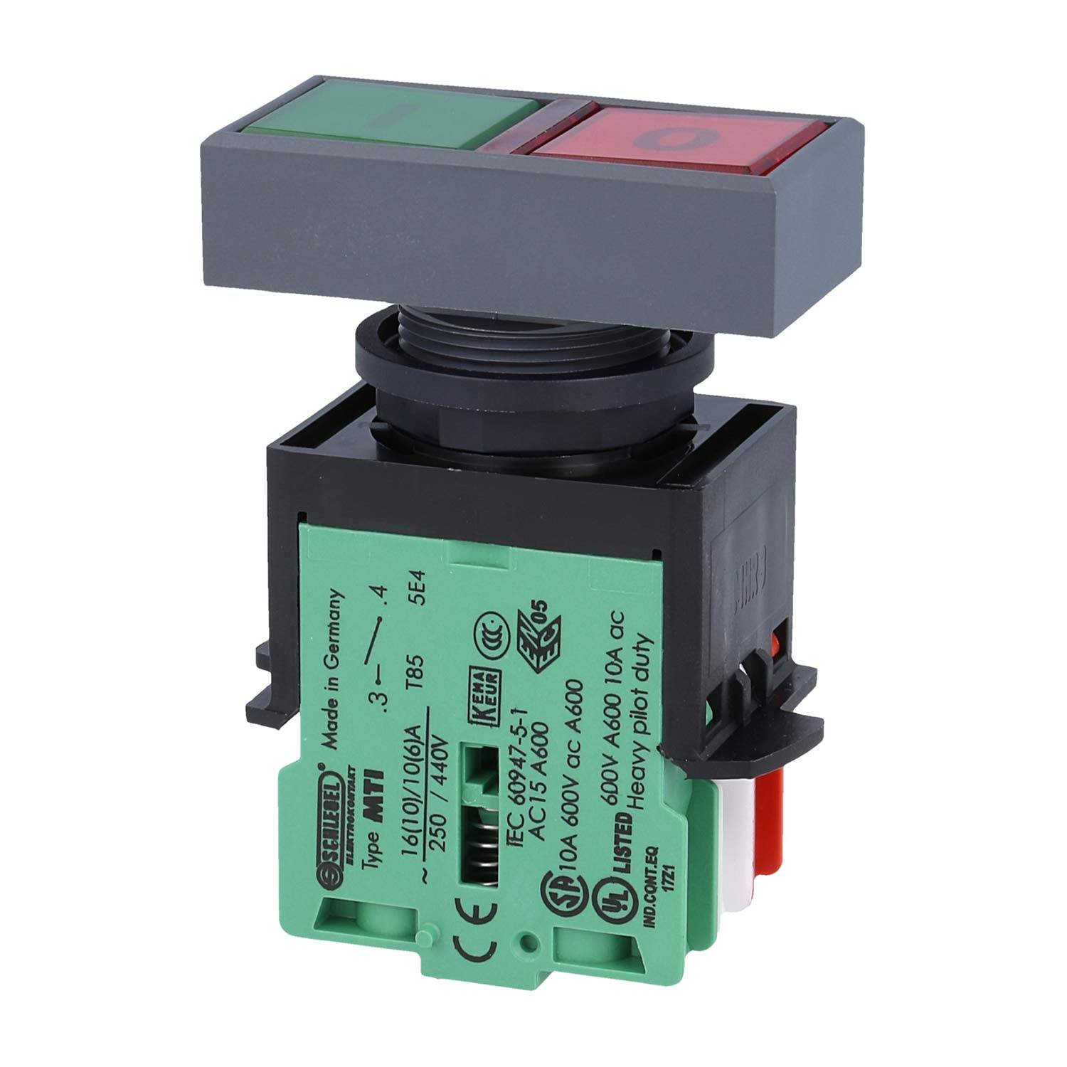 LDTL Georg Schlegel Doppelleuchtdrucktaster, 1Ö + 1S beleuchtbar, rechteckig, QUARTEX-R Schraubanschluss, Querschnitt