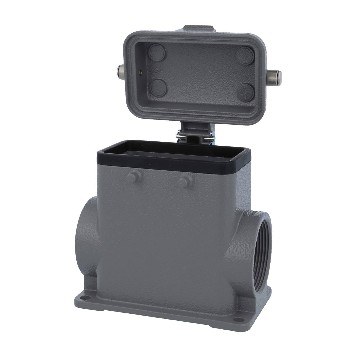 09300102262 HARTING Han 10B Sockelgehäuse hoch, 2xPG21 seitlicher Kabelabgang, für 2 Bügel (am Oberteil) mit