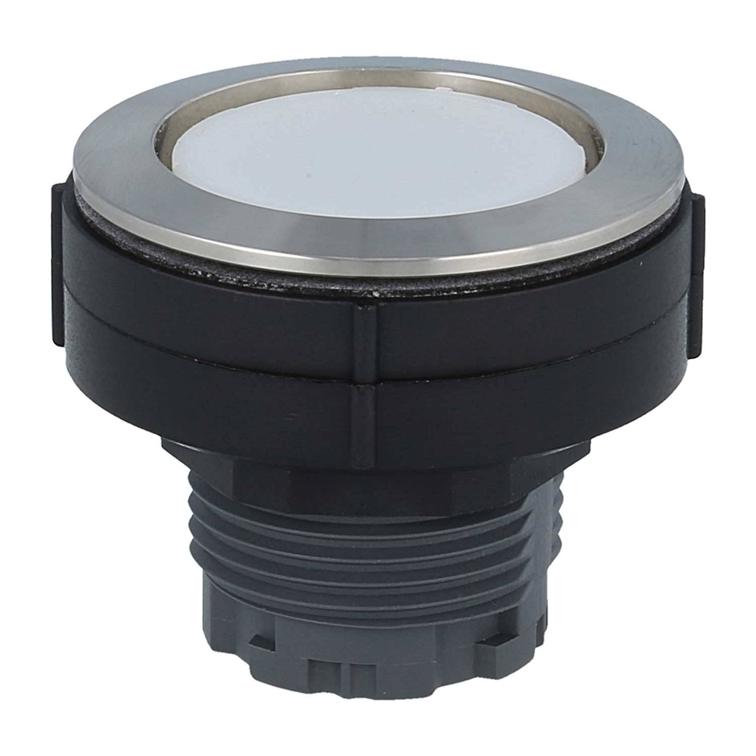 Eine runde, schwarze LED-Poolbeleuchtung mit silbernem Rand, die für die Unterwasserinstallation konzipiert ist.