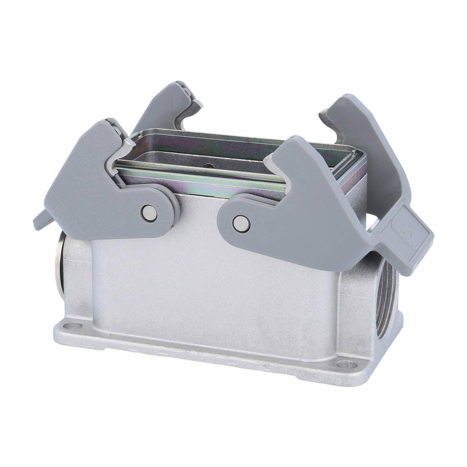 05628101270 HARTING Han 10B EMV Sockelgehäuse niedrig, 1xM25 seitlicher Kabelabgang, mit 2 Querbügeln EMV-Verschraubung