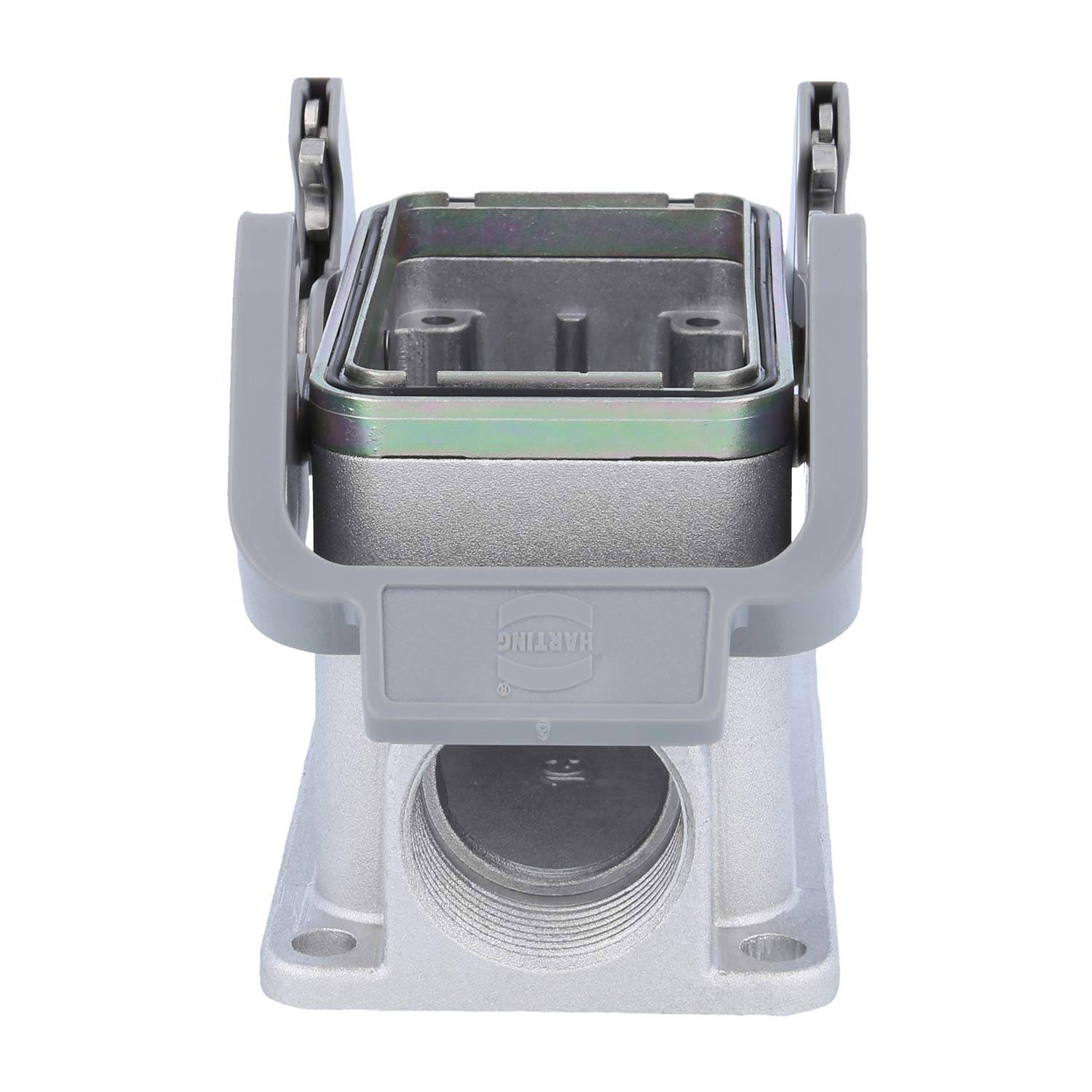 05628101270 HARTING Han 10B EMV Sockelgehäuse niedrig, 1xM25 seitlicher Kabelabgang, mit 2 Querbügeln EMV-Verschraubung