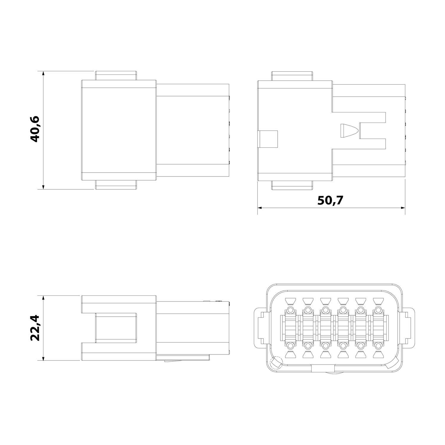 AT04-12PA Amphenol AS-12SM 103 Kabelstecker AT-Serie Stift, Kodierung A, 12-polig, Crimpanschluss Isolationsdurchmesser