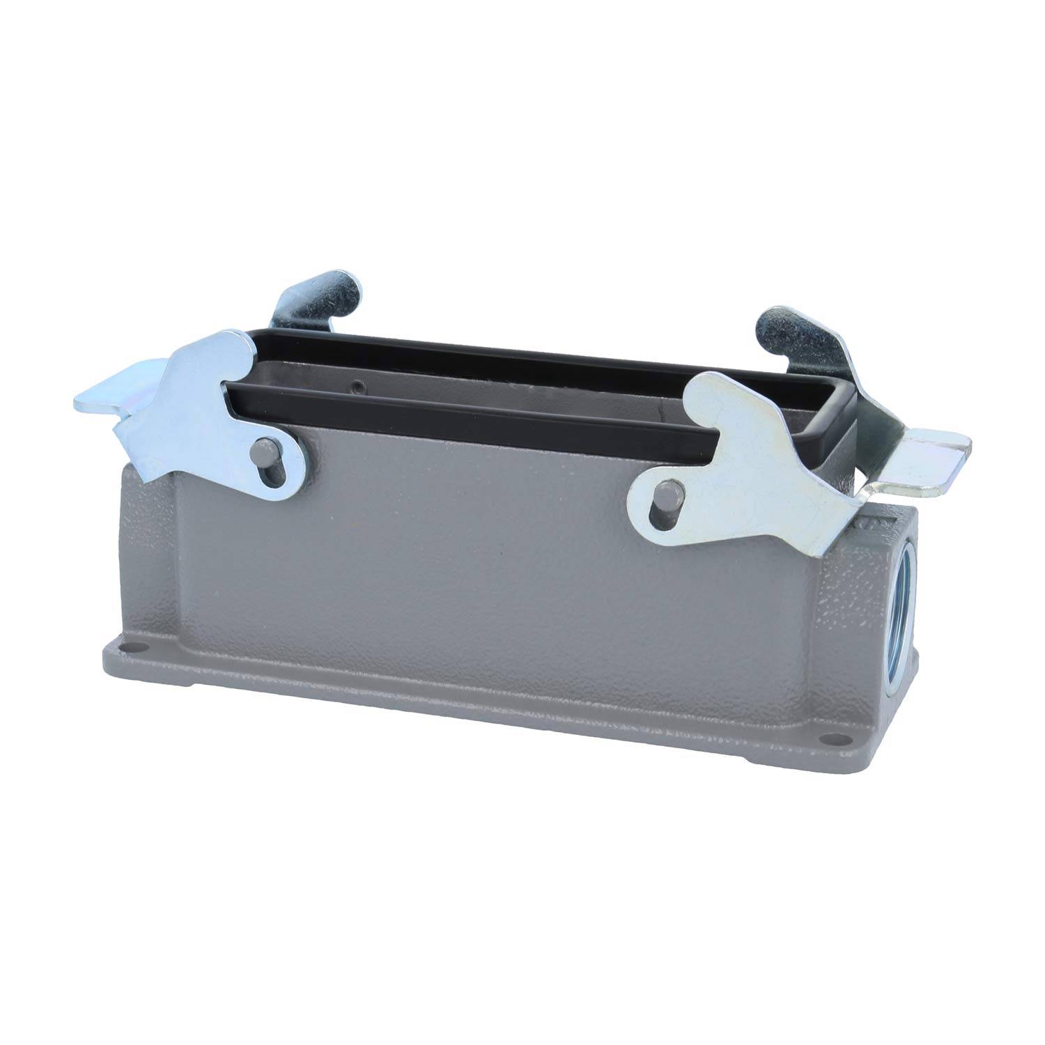 04300241241 HARTING Han 24B für 2 Einsätze Sockelgehäuse niedrig, 1xM25 seitlicher Kabelabgang, mit 2 Querbügeln