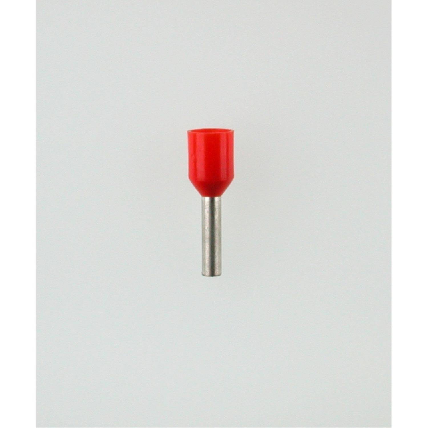Ein kleines Metallwerkzeug mit einer roten Plastikkappe, zentriert auf einem einfarbigen weißen Hintergrund.