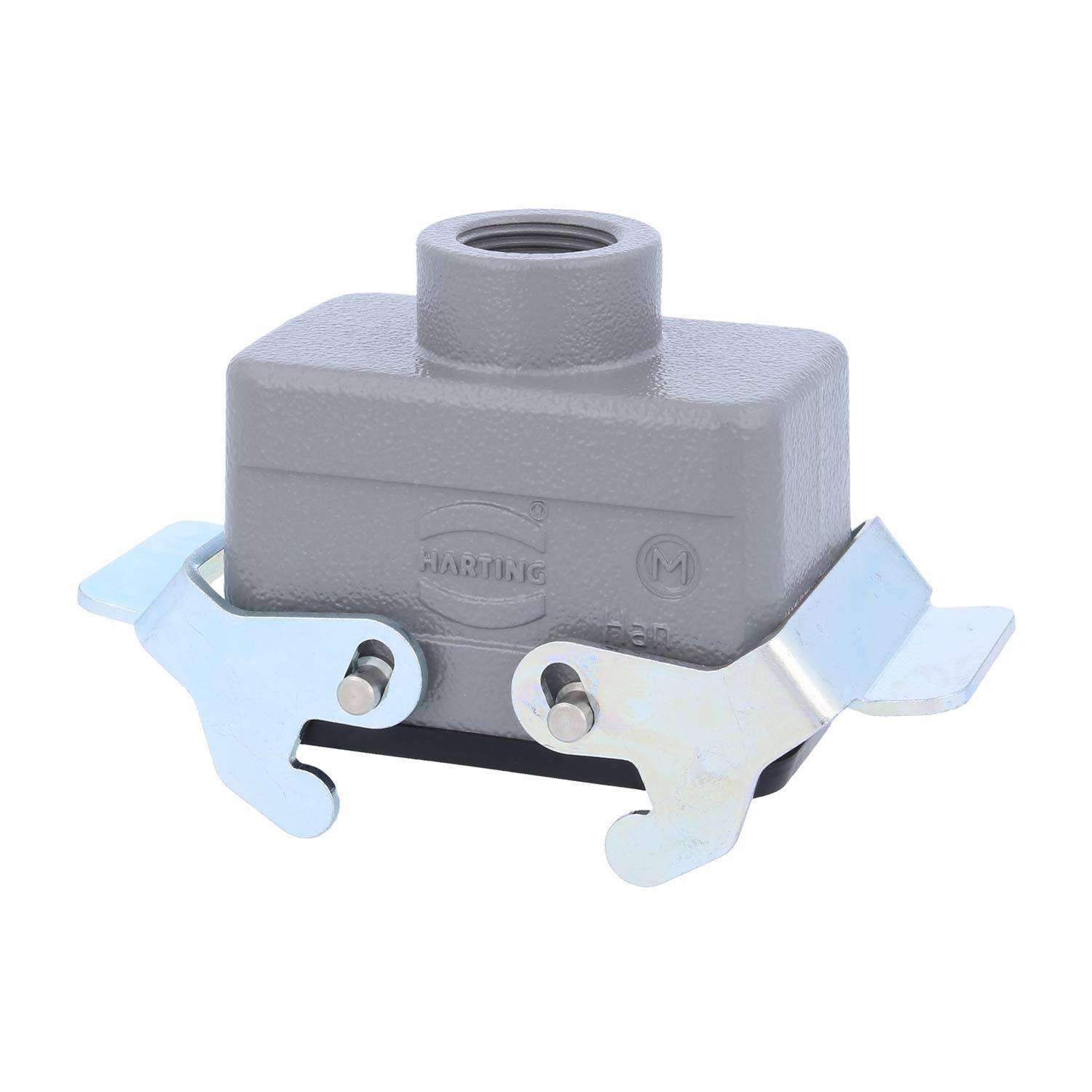04300101761 HARTING Han 10B Kupplungsgehäuse niedrig, 1xM20 gerader Kabelabgang, mit 2 Querbügeln Verschraubung M20