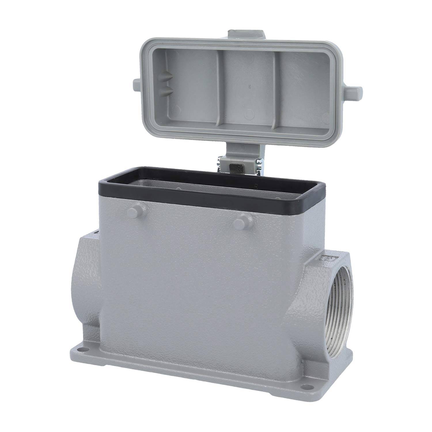 05300160279 HARTING Han 16B Sockelgehäuse hoch, 2xM40 seitlicher Kabelabgang, für 2 Bügel (am Oberteil) mit Schutzkappe