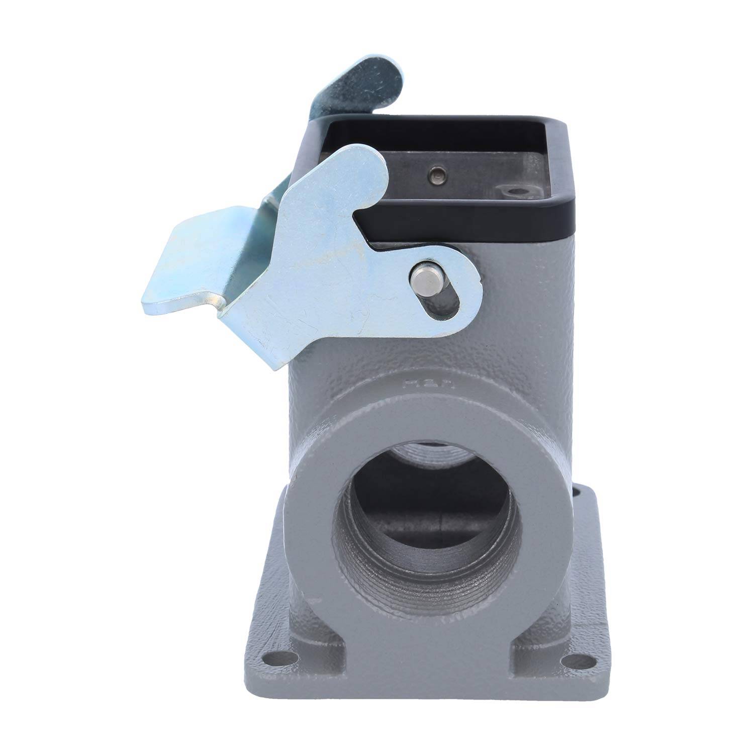 Metall-Leitungseinführungsgehäuse mit offener Abdeckung, die einen Gewindeeingang für elektrische Anschlüsse zeigt, für den industriellen Einsatz konzipiert.