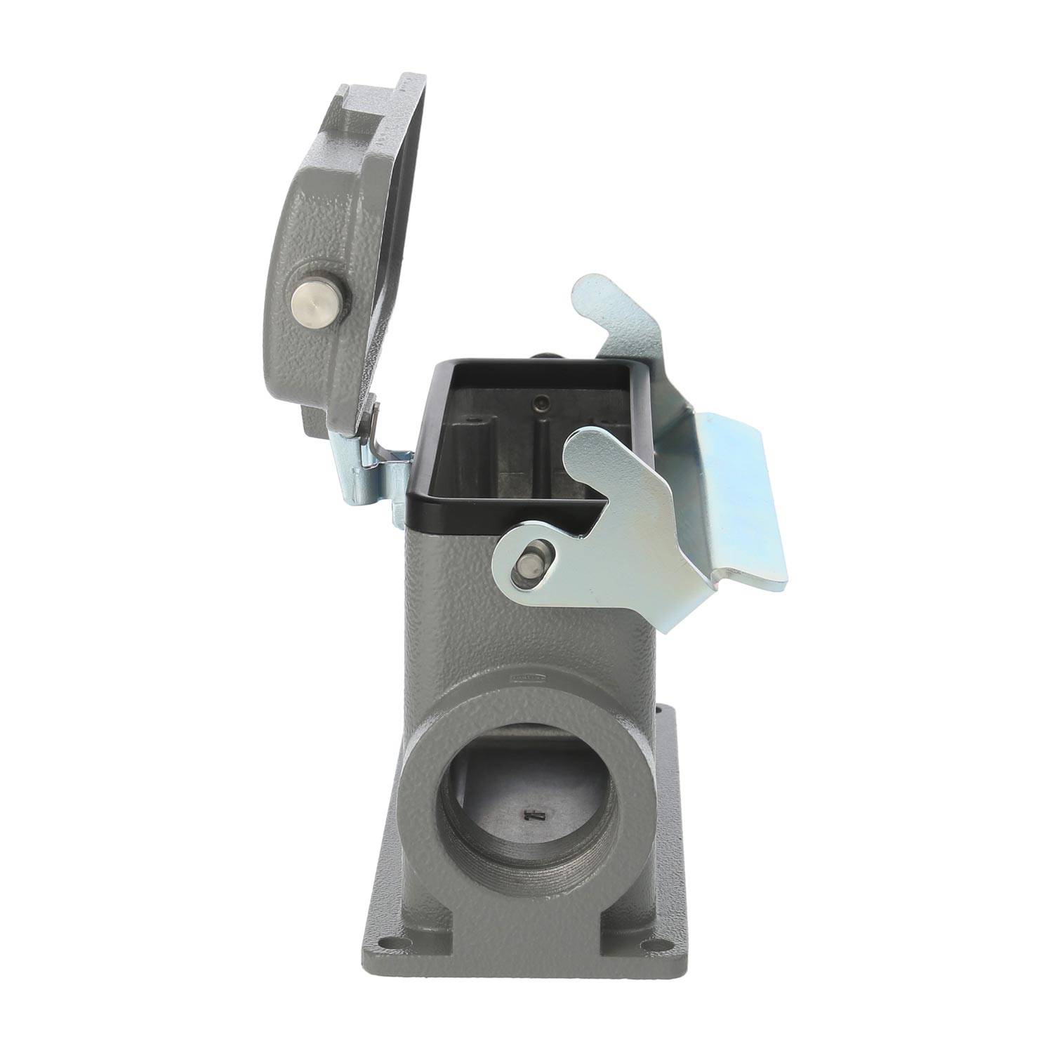 04300242298 HARTING Han 24B Sockelgehäuse hoch, 2xPG29 seitlicher Kabelabgang, mit 1 Längsbügel mit Schutzkappe Metall