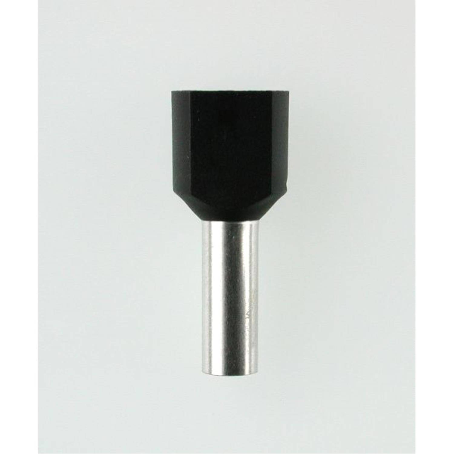 Ein Metalleinsatz mit einem schwarzen sechseckigen Kopf und einer silbernen zylindrischen Basis, der üblicherweise zum Schneiden oder Formen von Materialien verwendet wird.