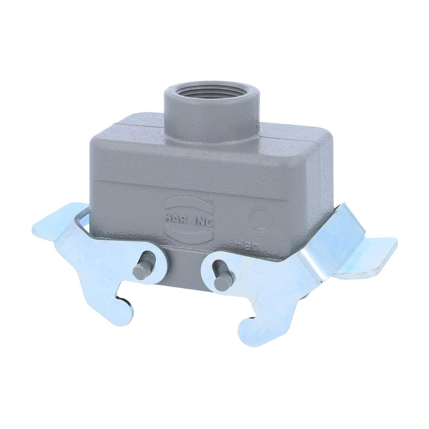 04301101431 HARTING Han 10B Tüllengehäuse niedrig, 1xPG16 gerader Kabelabgang, mit 2 Querbügeln Verschraubung PG16