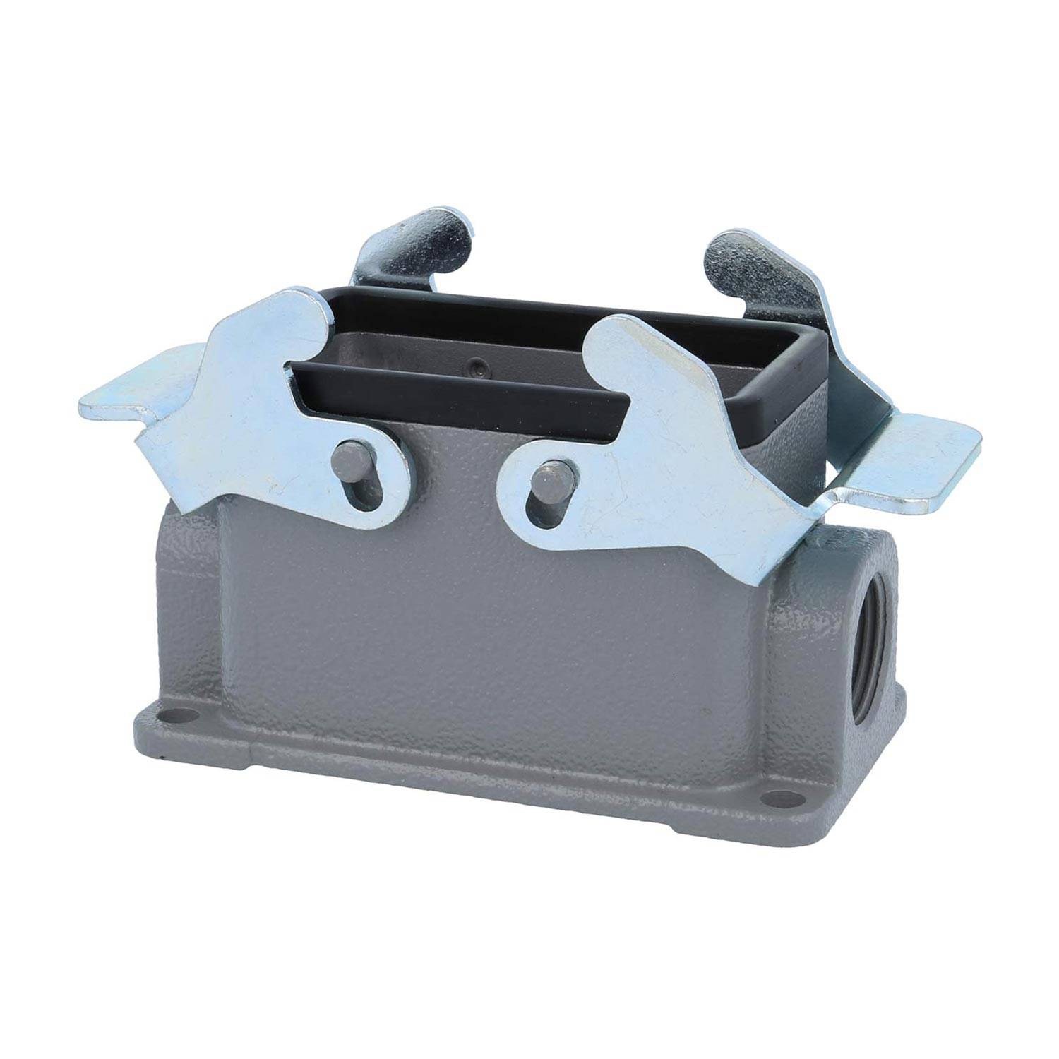 04301101267 HARTING Han 10B Sockelgehäuse niedrig, 2xM20 seitlicher Kabelabgang, mit 2 Querbügeln Verschraubung M20