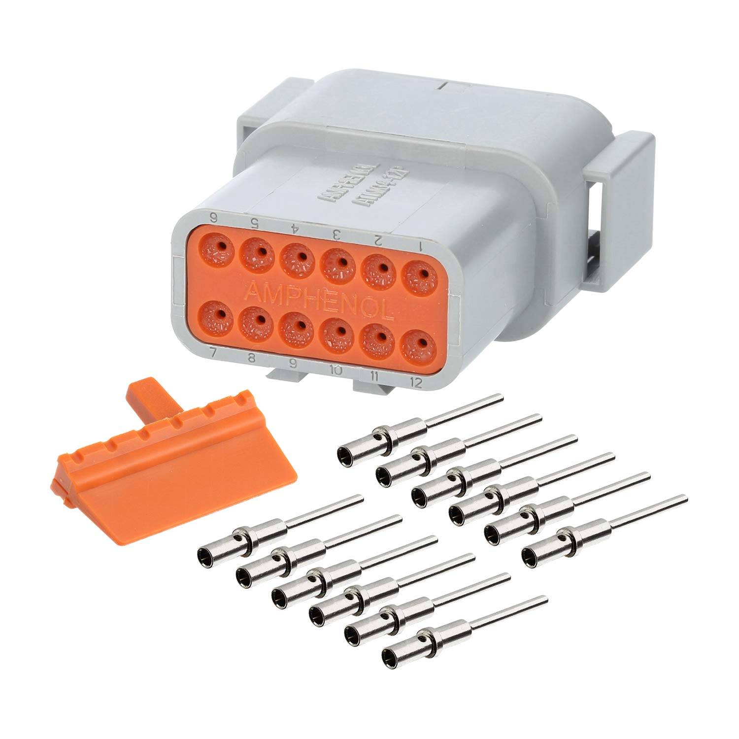 ATM04-12PA-KT01 Amphenol AS-12SM 107 SET-Kabelstecker ATM-Serie Stift, Kodierung A, 12-polig, Crimpanschluss