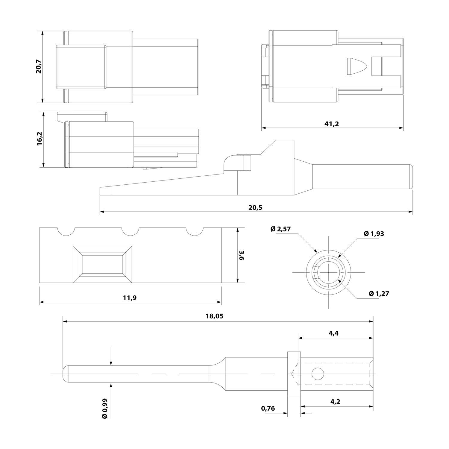 ATM04-3P-KIT01 Amphenol AS-3SM 109 SET-Kabelstecker ATM-Serie Stift, 3-polig, Crimpanschluss Isolationsdurchmesser