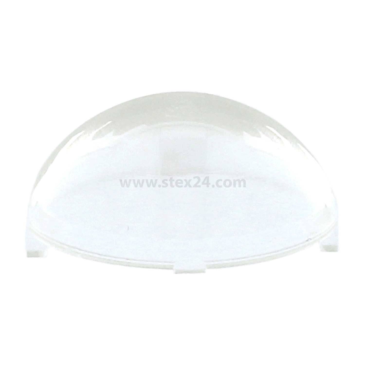 Eine klare, kuppelförmige Plastikabdeckung mit einer flachen Basis.