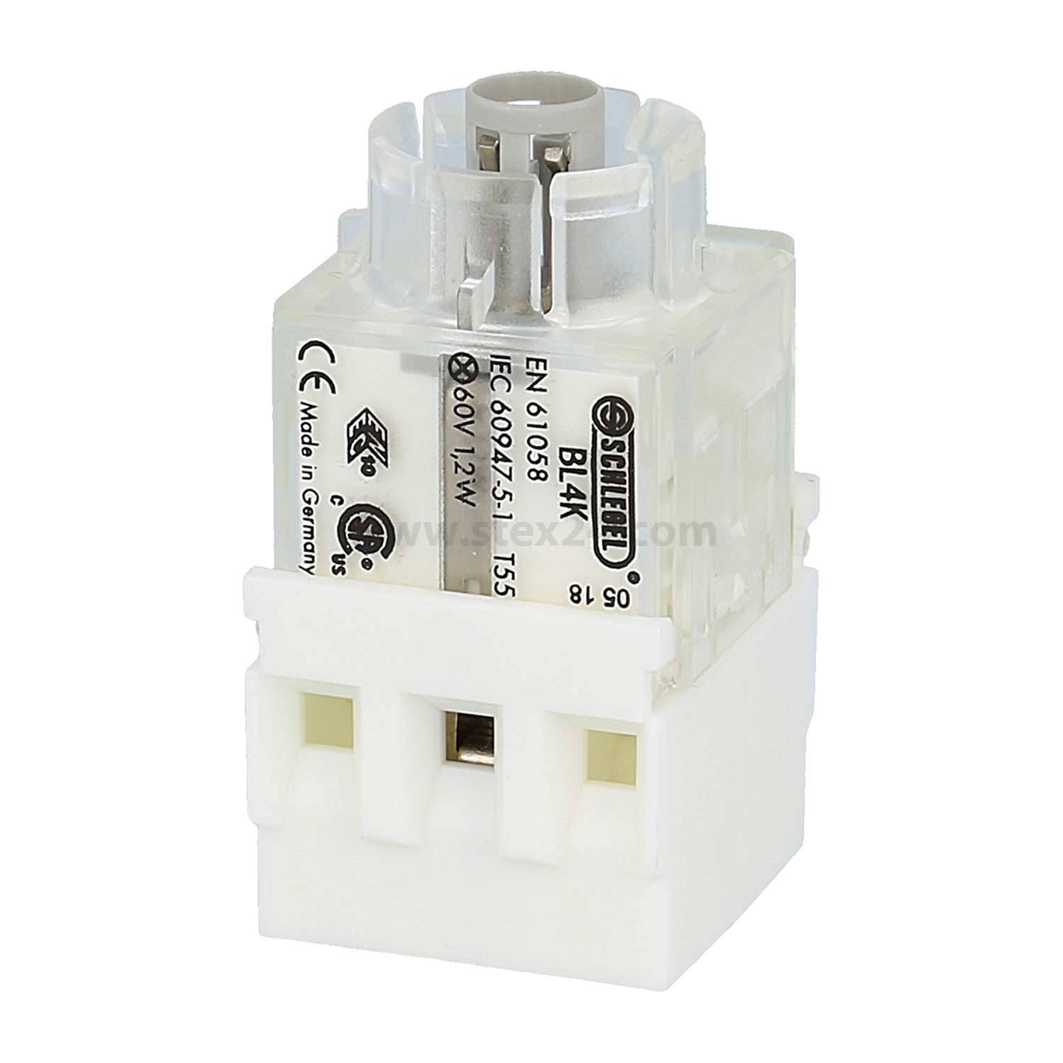 Eine weiße und transparente elektrische Komponente mit mehreren Anschlüssen, beschriftet mit ‚Siemens' und ‚16A 600V', die verschiedene technische Spezifikationen zeigt.