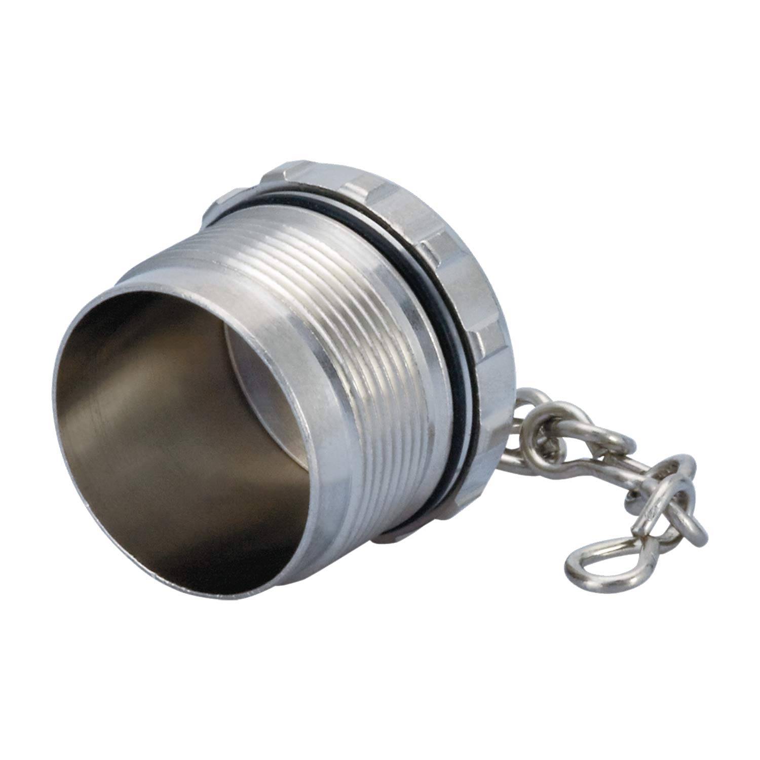 Metallgewindekappen mit Kette.