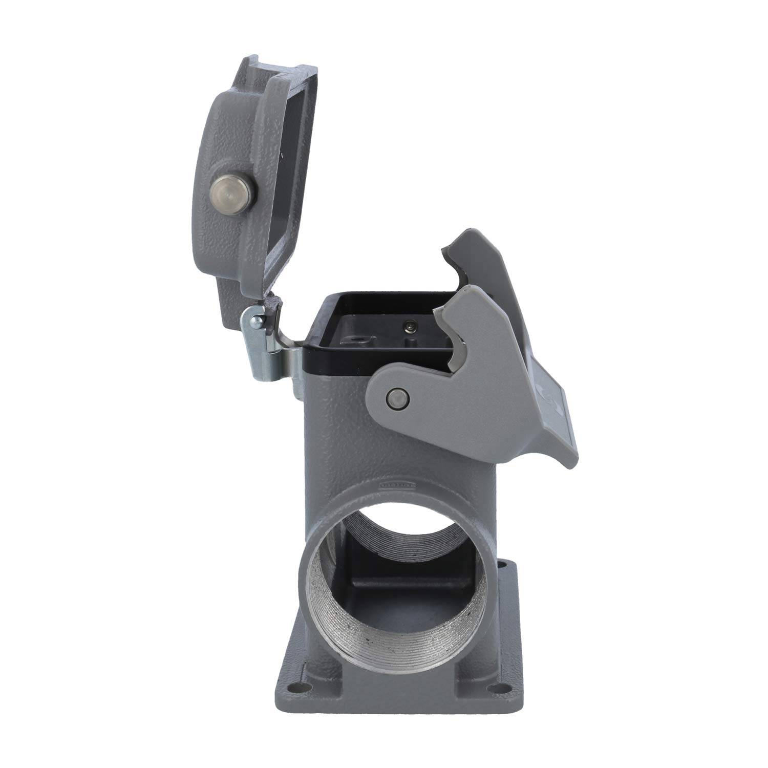 05300102266 HARTING Han 10B Sockelgehäuse hoch, 2xM40 seitlicher Kabelabgang, mit 1 Längsbügel mit Schutzkappe Metall -