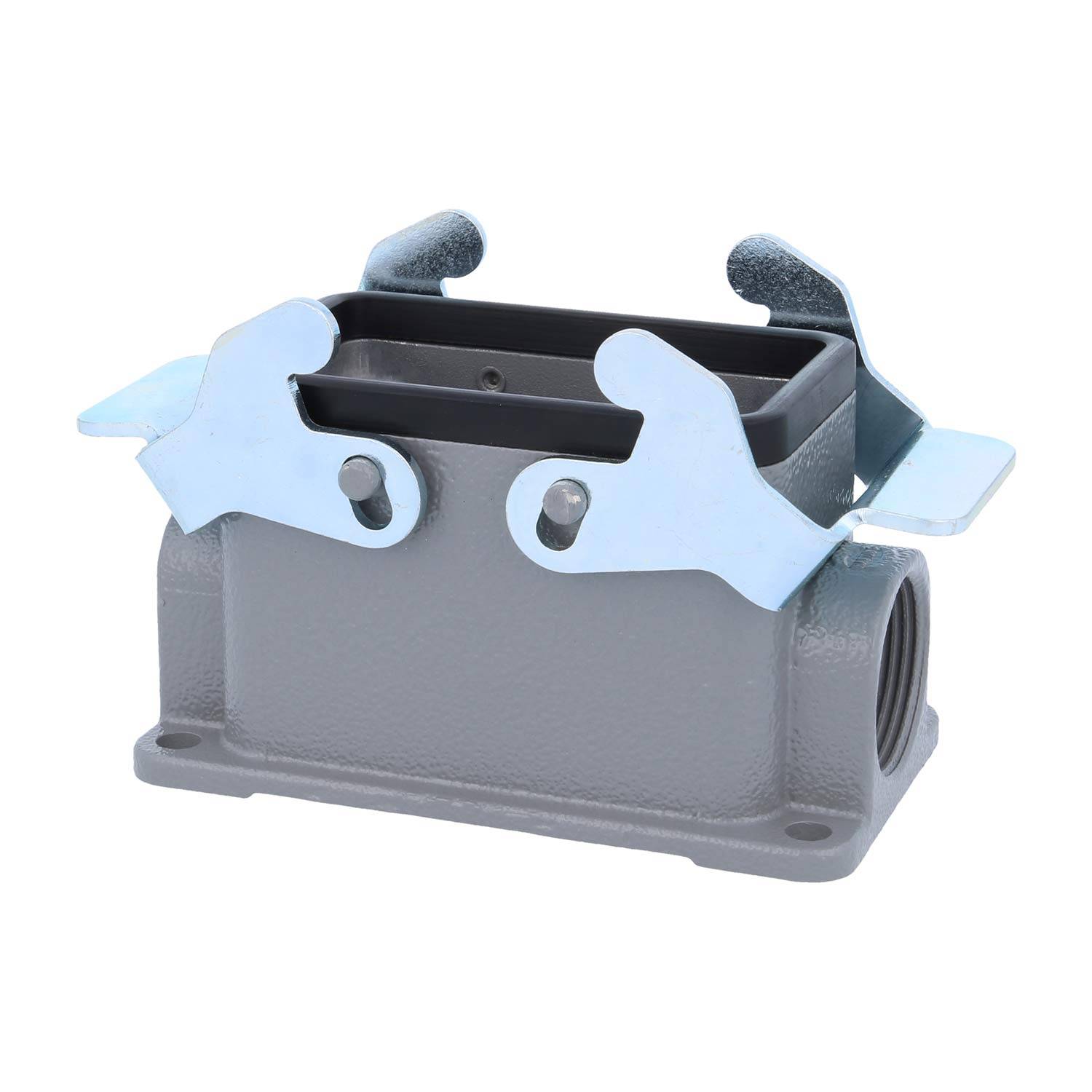 04300101232 HARTING Han 10B Sockelgehäuse niedrig, 1xM25 seitlicher Kabelabgang, mit 2 Querbügeln Verschraubung M25