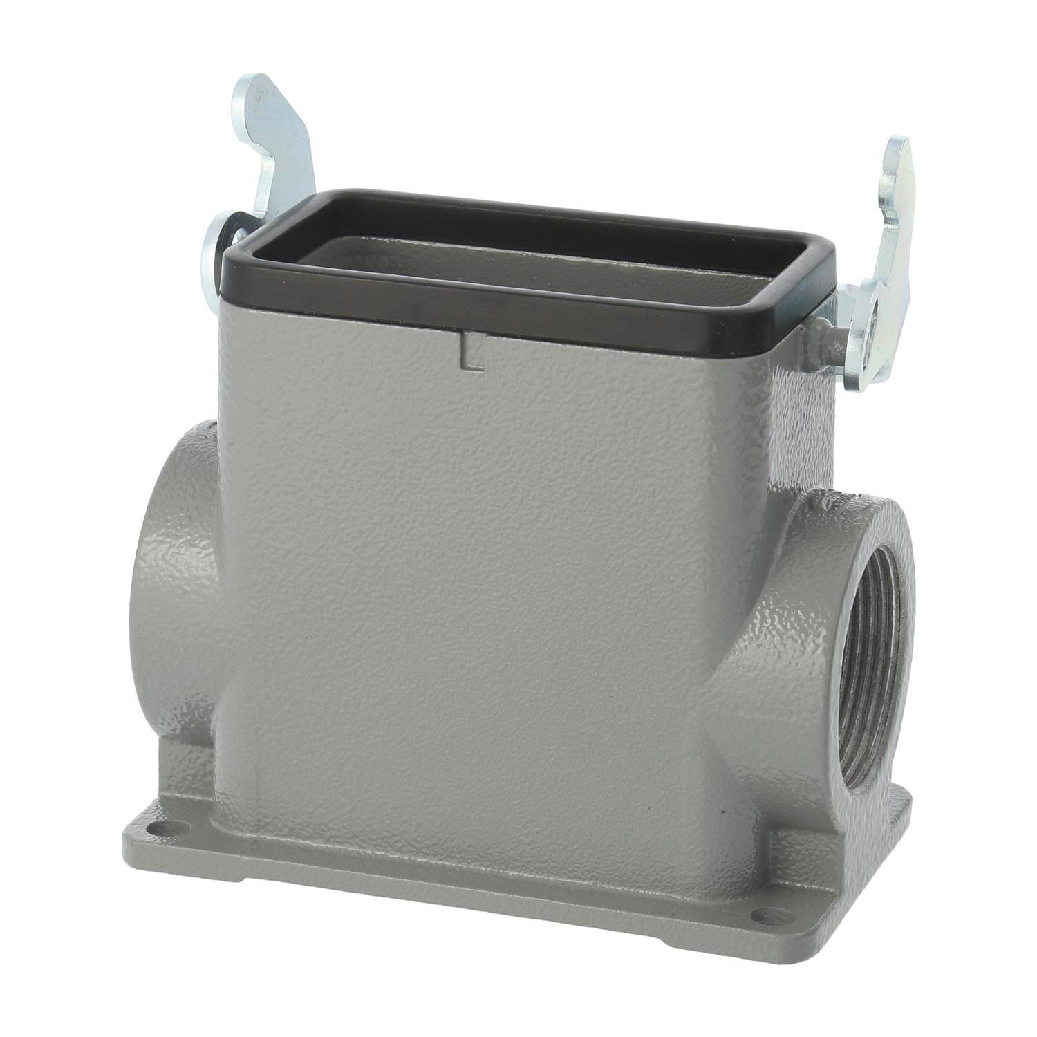 04300100294 HARTING Han 10B Sockelgehäuse hoch, 2xPG29 seitlicher Kabelabgang, mit 1 Längsbügel Verschraubung PG29