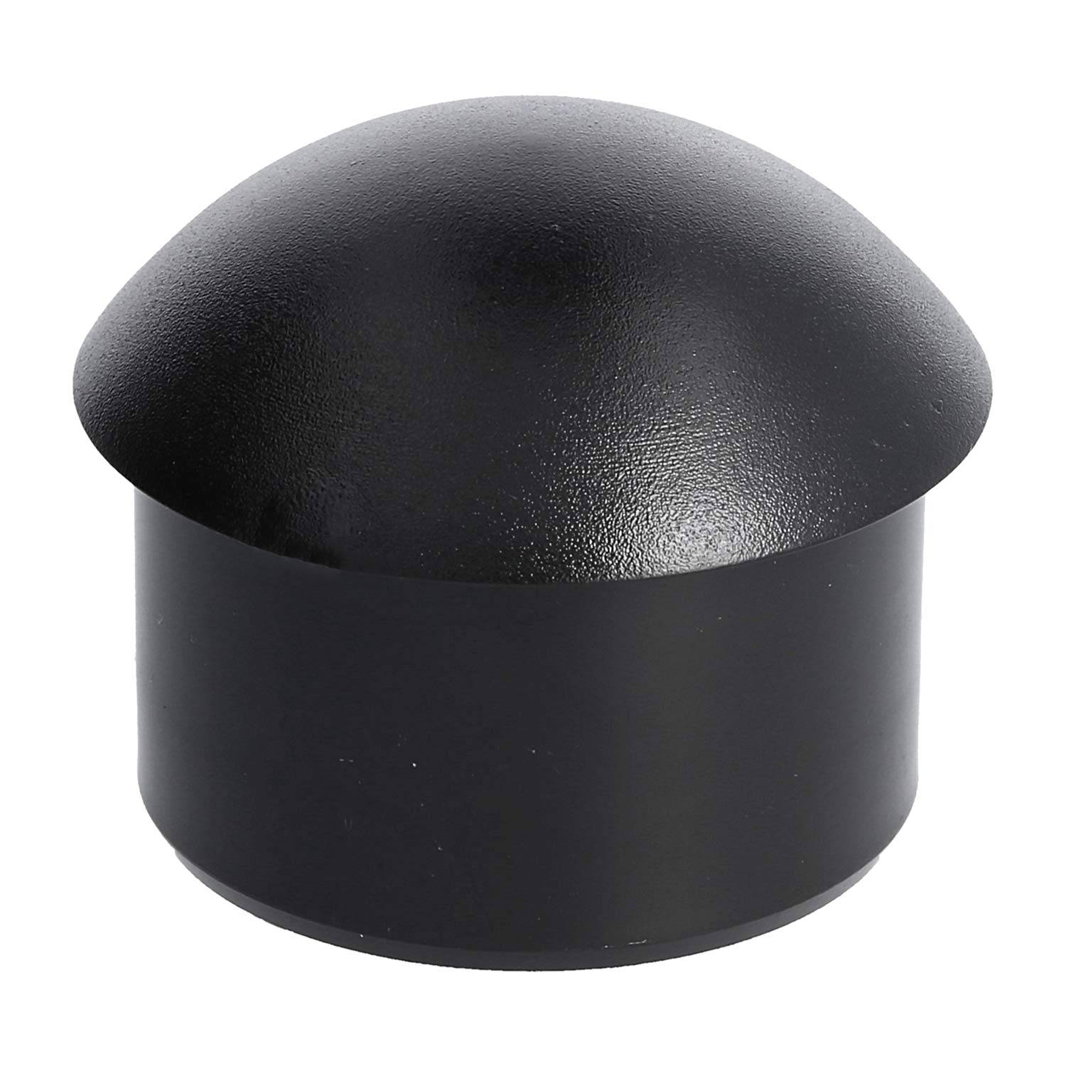 Eine schwarze, kuppelförmige Kappe mit glatter Oberfläche, wahrscheinlich verwendet als Schutz- oder Abdeckung für ein Objekt oder eine Struktur.