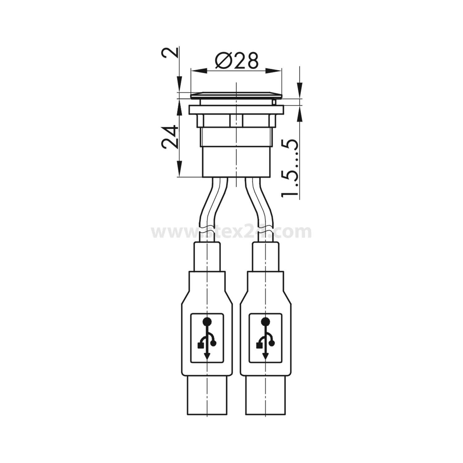 RRJVA_2USB Georg Schlegel Doppel USB-Buchse, Edelstahl twin rund, RONTRON-R-JUWEL Buchse/Kabel-SteckerBauform Seite 1: