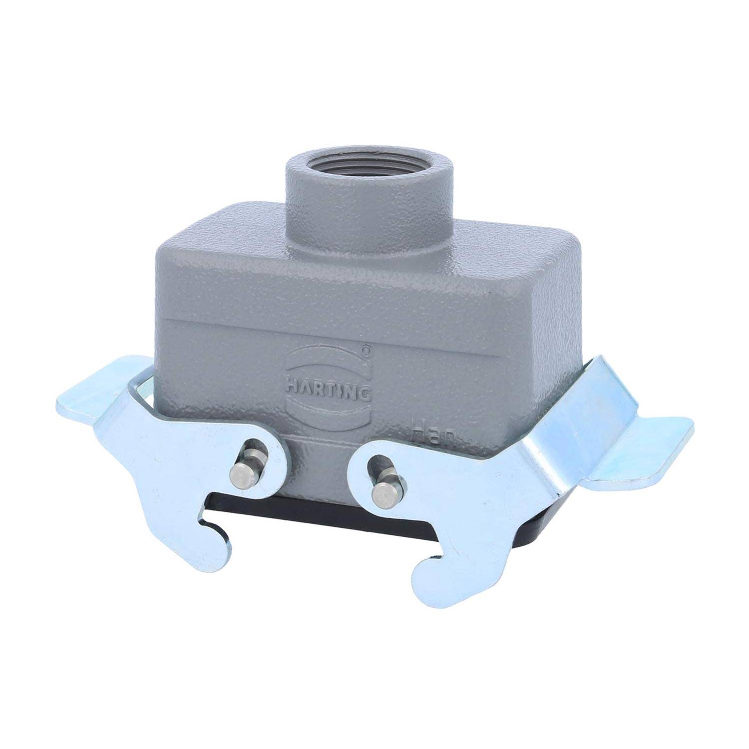 04301101731 HARTING Han 10B Kupplungsgehäuse niedrig, 1xPG16 gerader Kabelabgang, mit 2 Querbügeln Verschraubung PG16