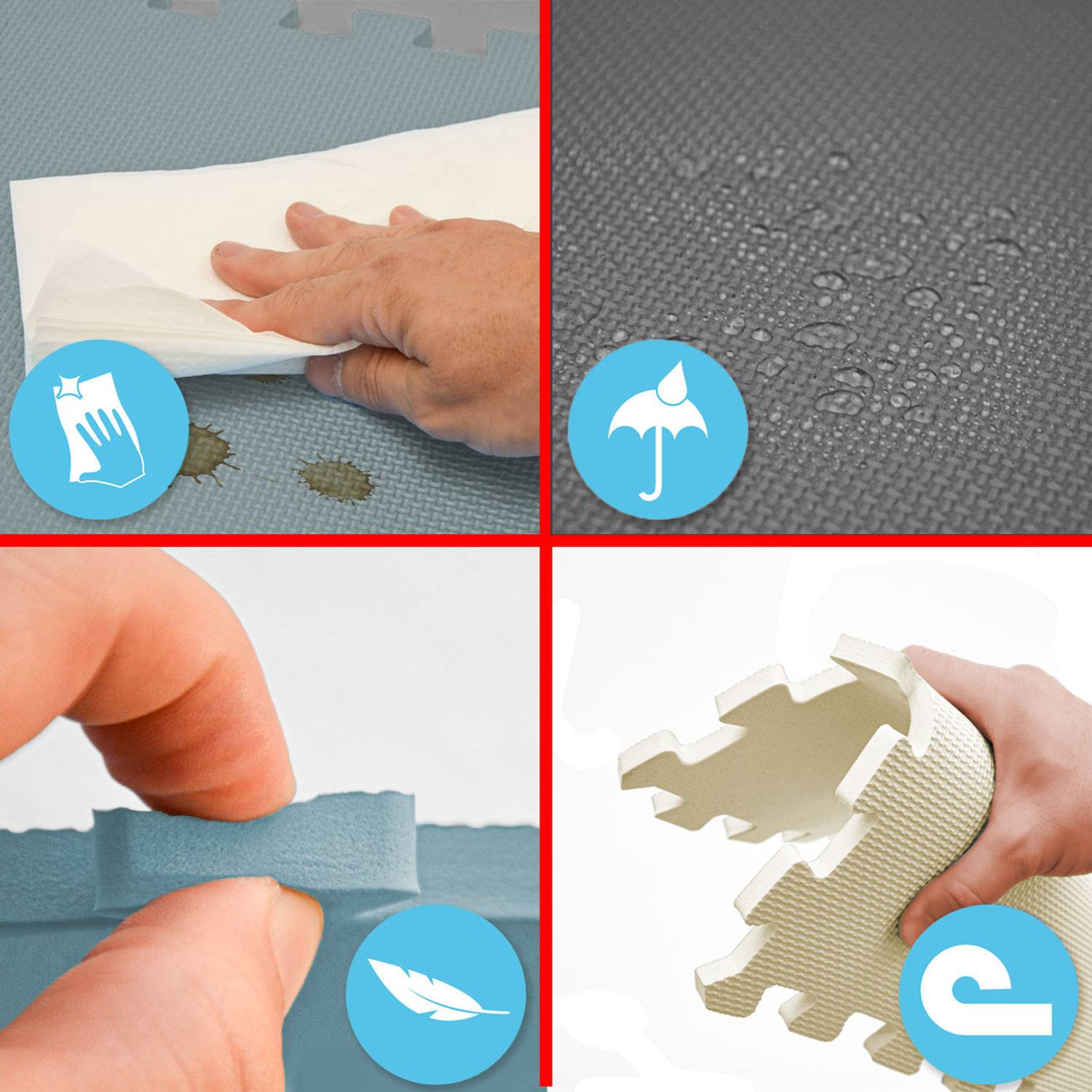 4 Teile Spielmatte Kinder Puzzlematte 50x50 Krabbelmatte Bodenmatte Kinderzimmer