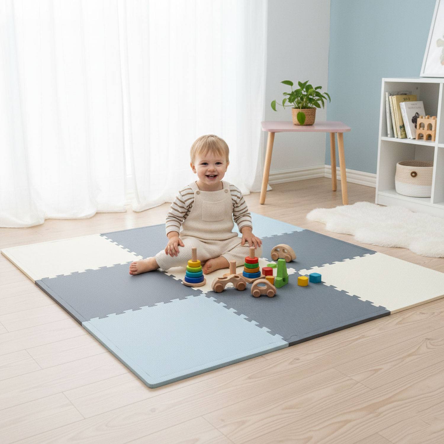 4 Teile Spielmatte Kinder Puzzlematte 50x50 Krabbelmatte Bodenmatte Kinderzimmer
