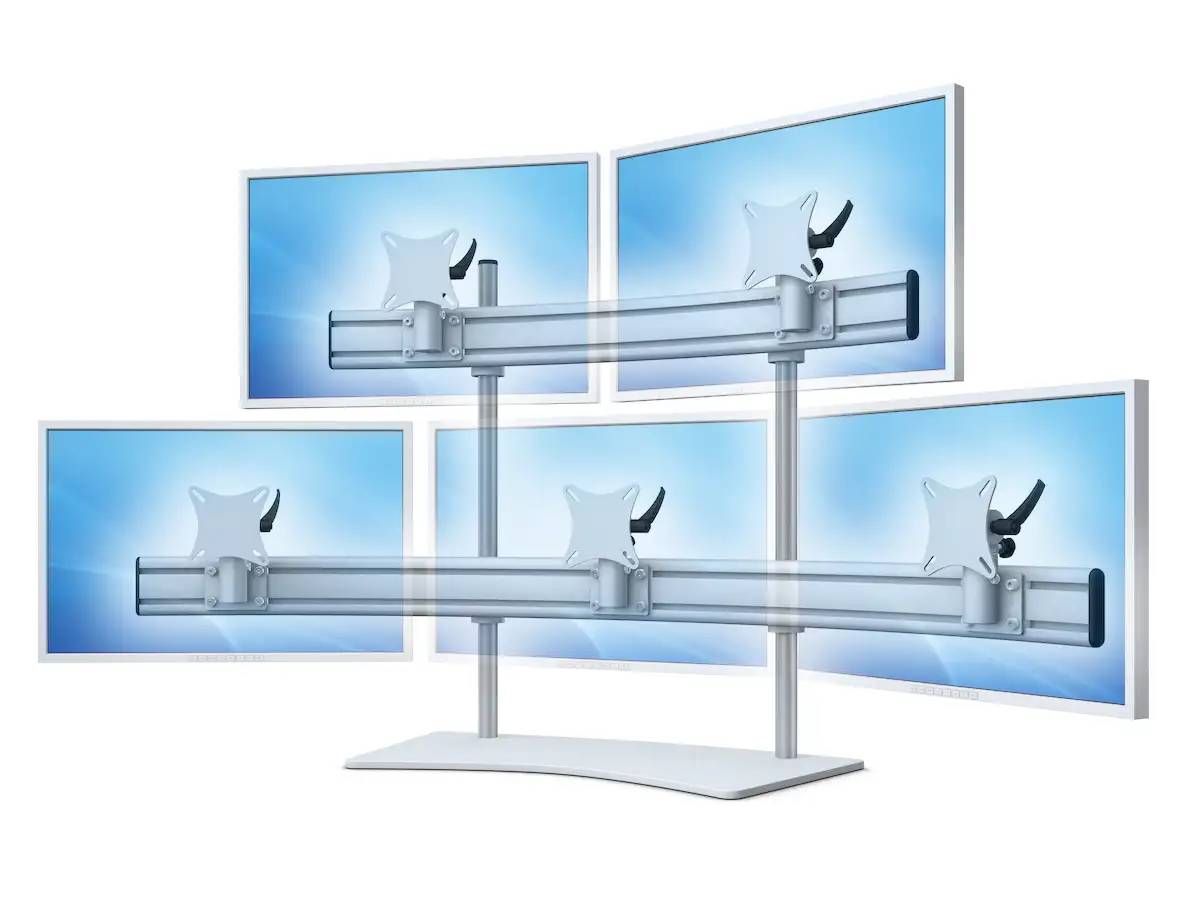 Para-System Monitorhalter für 5 Monitore mit Tisch-Stand 3+2 - 20''-24''