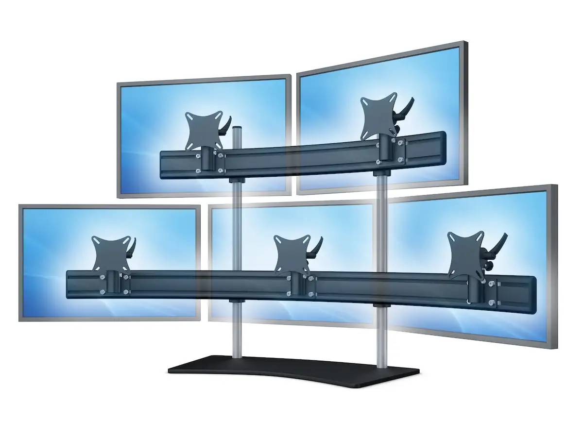 Para-System Monitorhalter für 5 Monitore mit Tisch-Stand 3+2 - 20''-24''