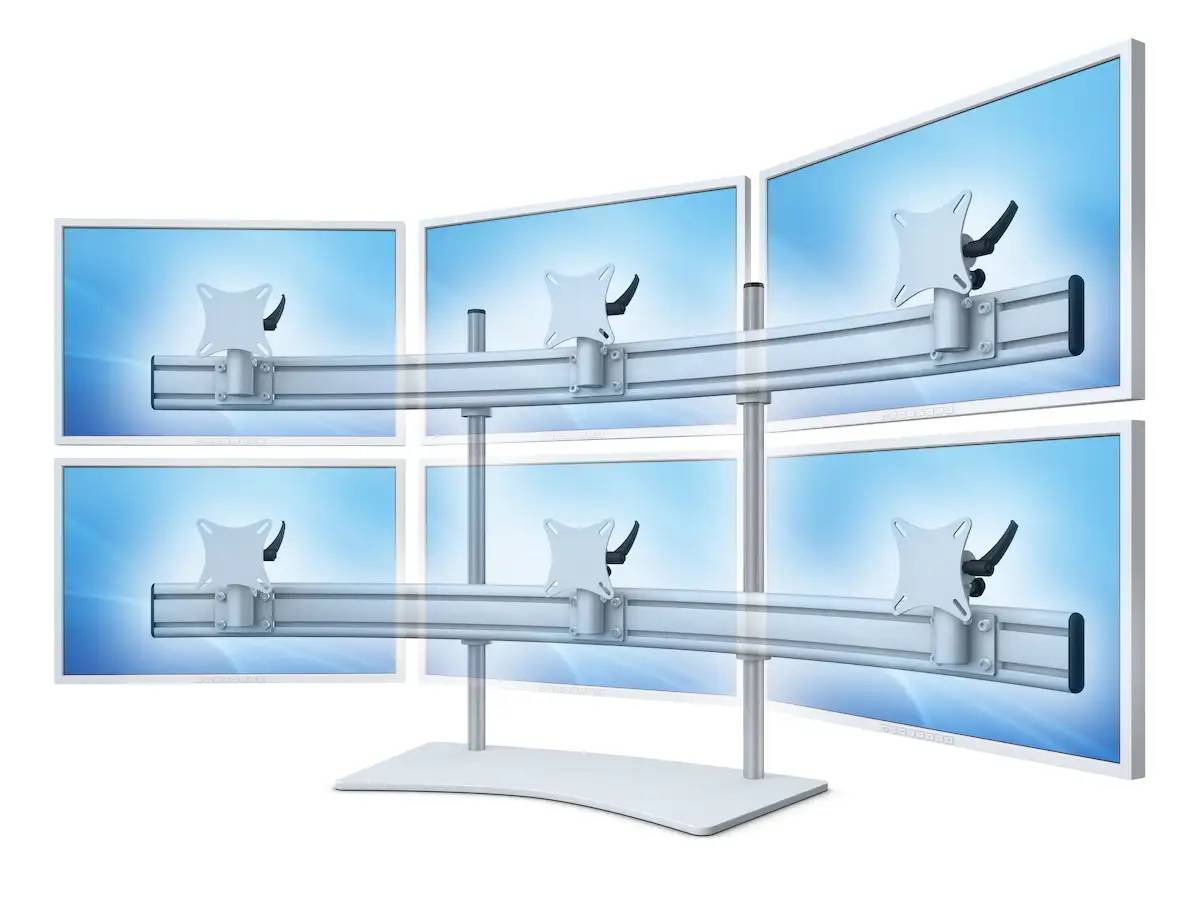Para-System Monitorhalter für 6 Monitore mit Tisch-Stand 3+3- 20''-24''