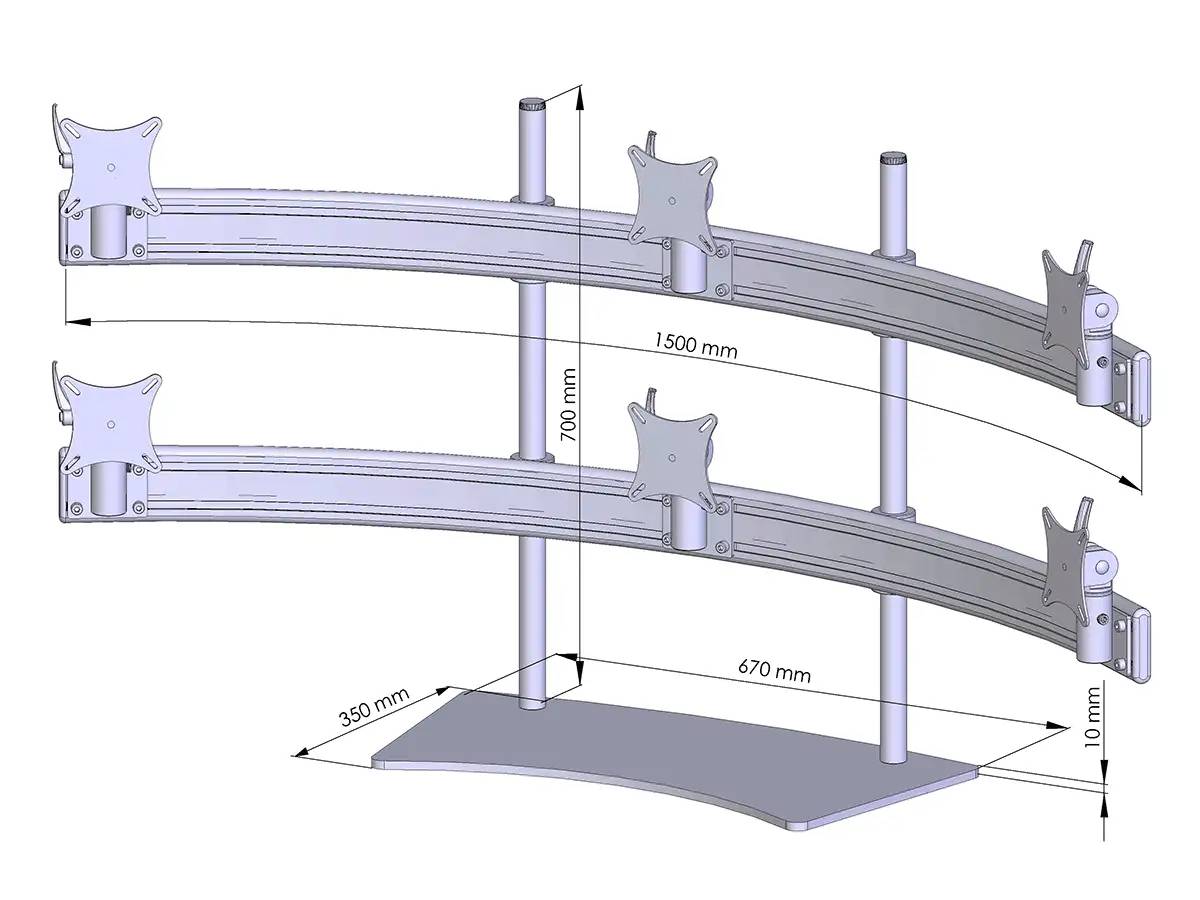 Para-System Monitorhalter für 6 Monitore mit Tisch-Stand 3+3- 20''-24''