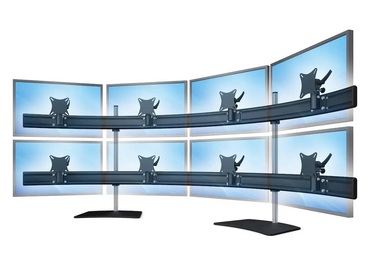 Para-System Monitorhalter für 8 Monitore mit Tisch-Stand 4+4 - 20''-24''