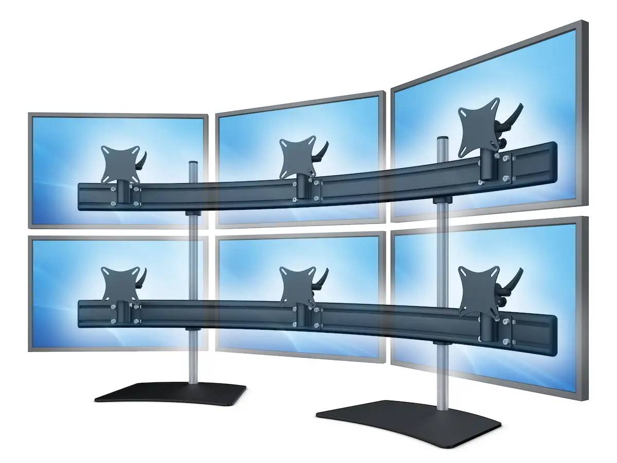 Para System Monitorhalterung für 6 Monitore mit Tisch-Stand 3+3 - 25''-32''