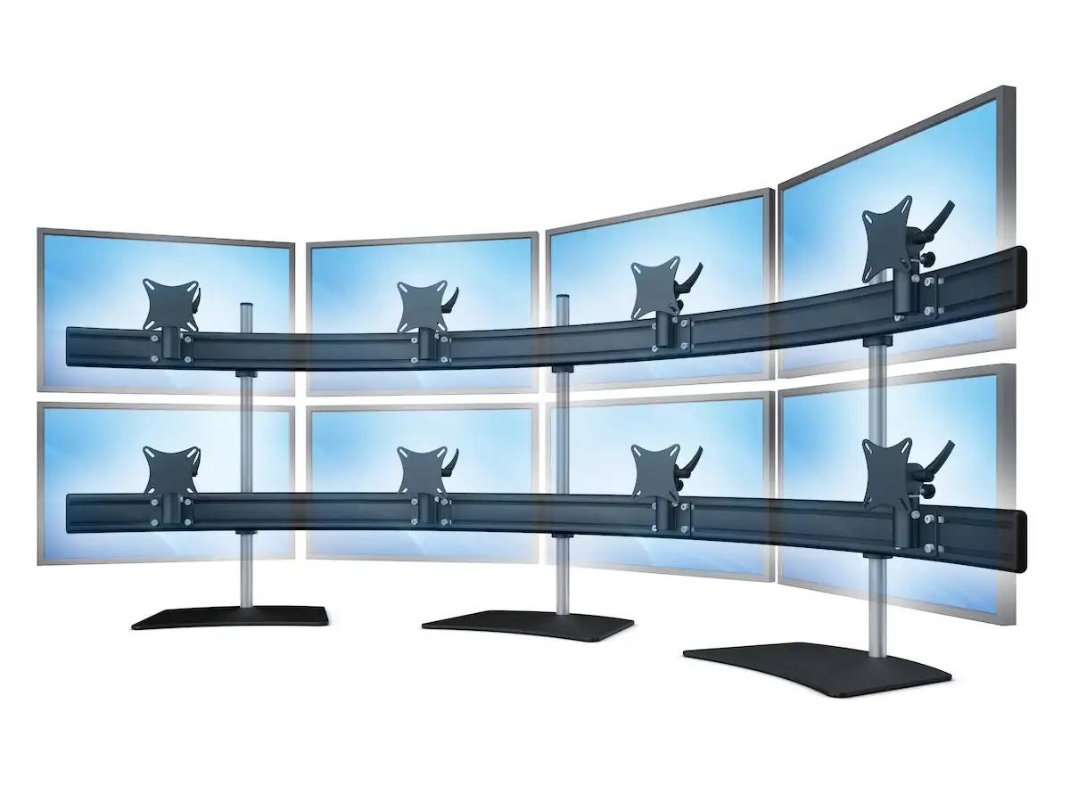 Para System Monitorhalterung für 8 Monitore mit Tisch-Stand 4+4 - 25''-32''