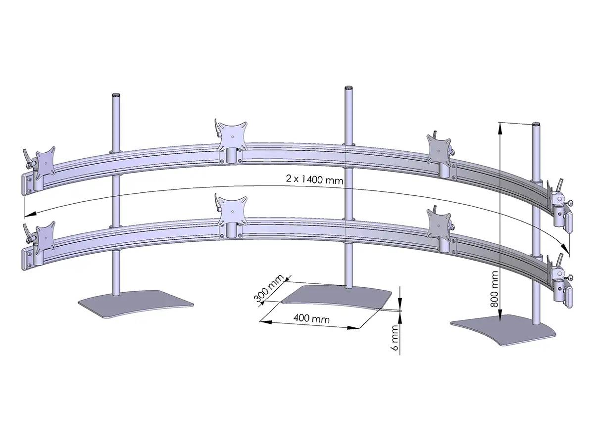 Para System Monitorhalterung für 8 Monitore mit Tisch-Stand 4+4 - 25''-32''