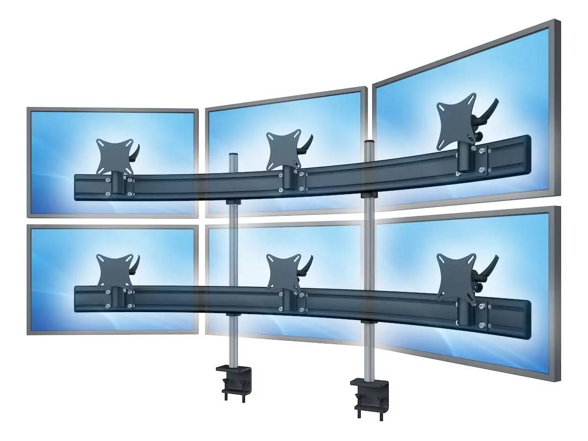 Para-System Monitorhalterung für 6 Monitore mit Tisch-Klemme 3+3 - 20''-24''
