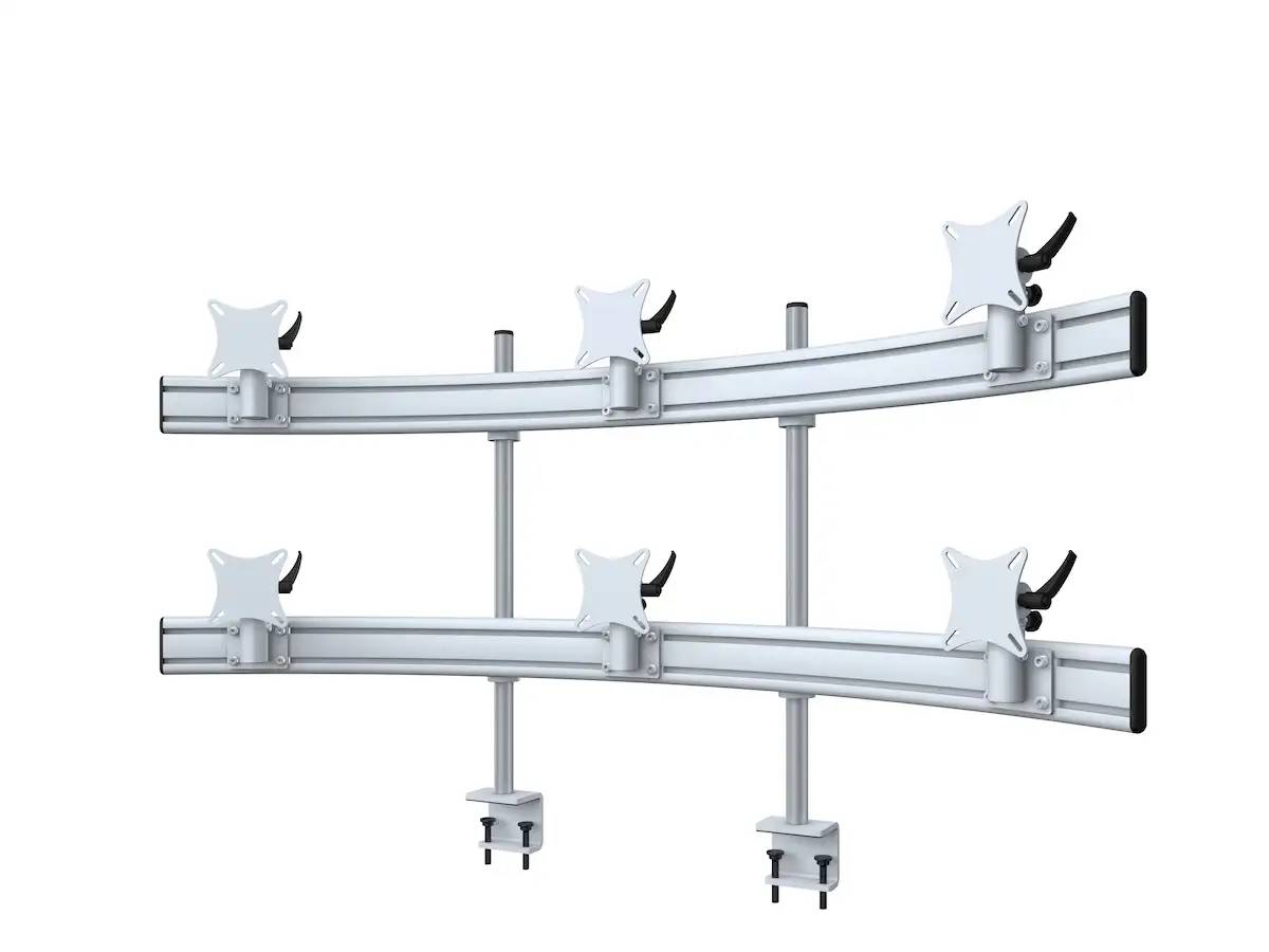 Para-System Monitorhalterung für 6 Monitore mit Tisch-Klemme 3+3 - 20''-24''