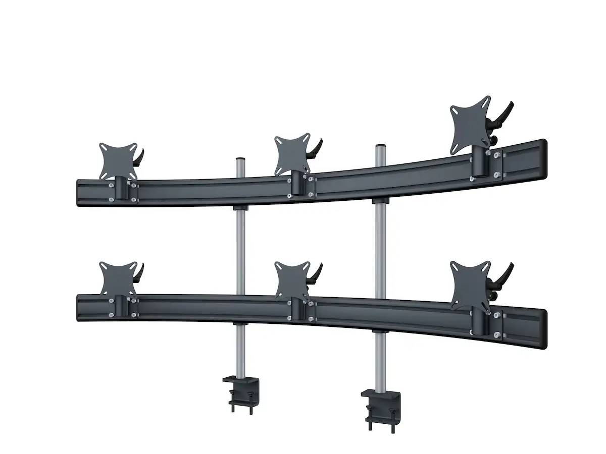 Para-System Monitorhalterung für 6 Monitore mit Tisch-Klemme 3+3 - 20''-24''